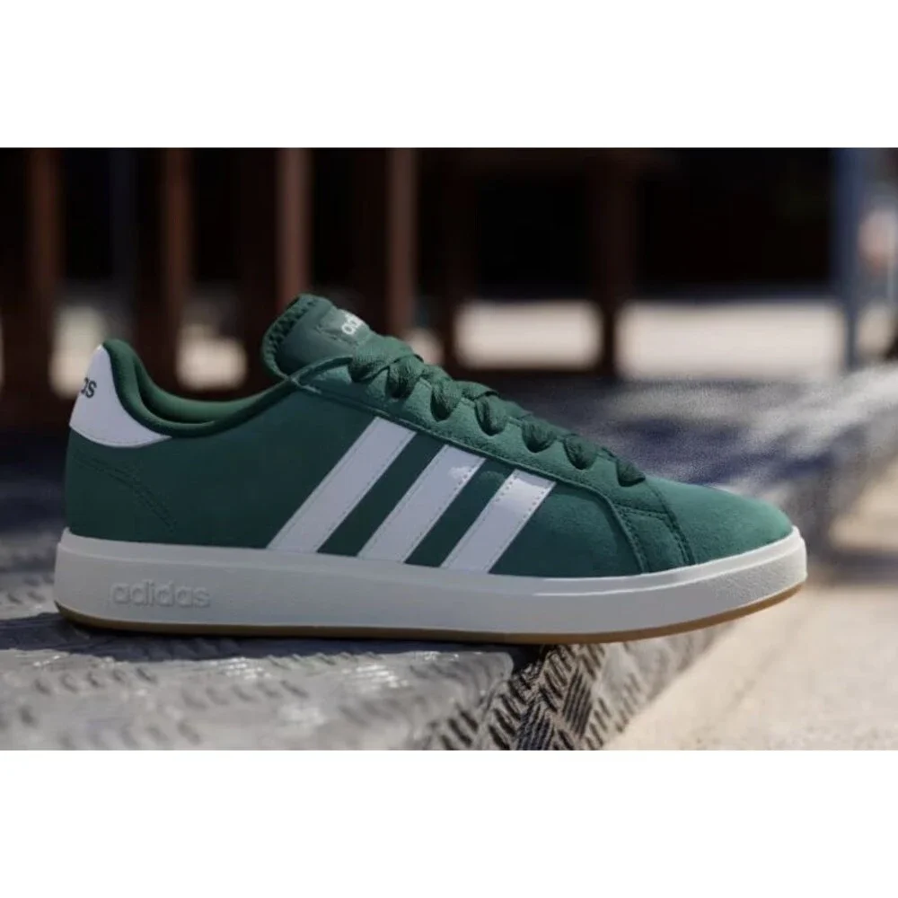 adidas Grand Court Base 2.0 Green White Gum Suede Sneakers Men’s 10.5 H6187 NWOB